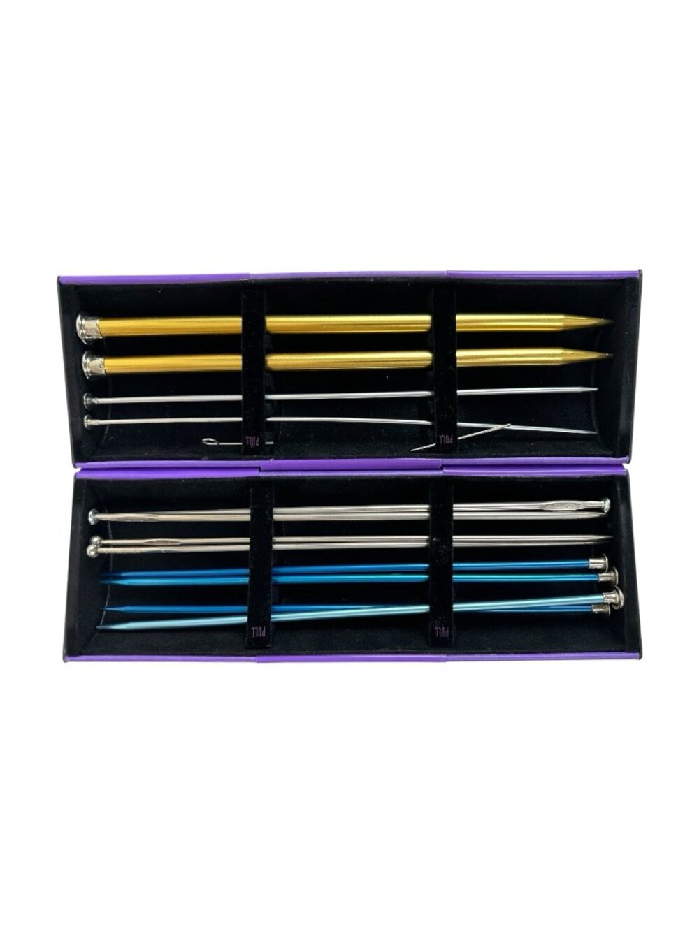 KnitCare Interchangeable Knitting Needle Set Purple Case Metal Tips Kit